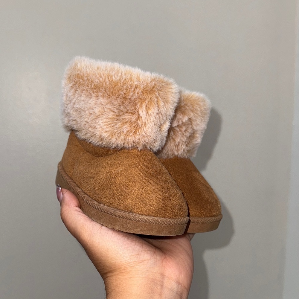 Babys Tan Fur-Lined Booties